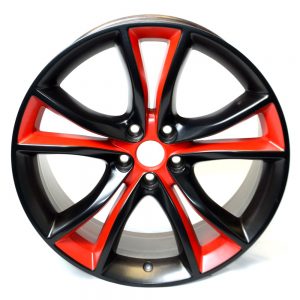 Wheel with red and black two-color finish